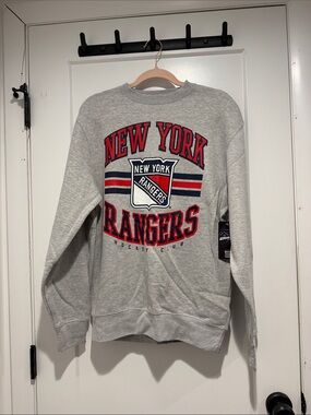 New York Rangers Gray Crewneck Sweater with Team Graphic